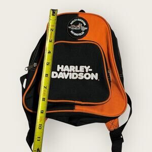 Harley Davidson Mini Backpack, 10x9x3 Orange Black Nylon Lightweight Small